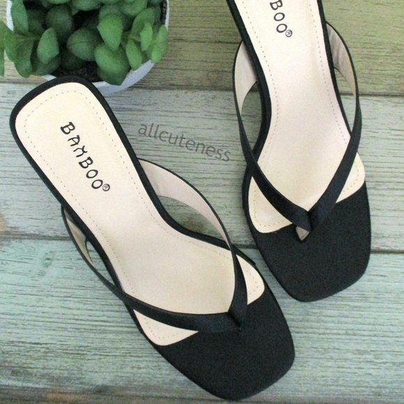 BAMBOO Shoes - Bamboo Black Kitten Heel Sandals